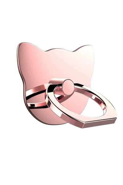 Choice حامل خاتم أصلي على شكل رأس قطة معدني وردي حامل هاتف قابل للدوران 360 د...