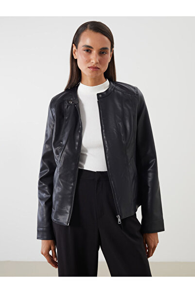 LC Waikiki Блестящи избори от Shining Store | Дамско яке с кожена визия и велосипедна яка