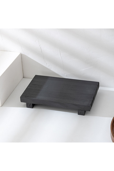 Choice صينية مربعة خشبية سوداء، منتجات خشبية، صينية حمام، لوح تخزين خشبي، تخز...