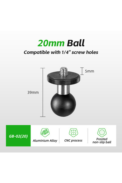 Choice GB-02(20) محول حامل كاميرا رياضية FANAUE قاعدة رأس كروية 25 مم 1/4 بانوراما 360 تصوير ركوب الدراجات