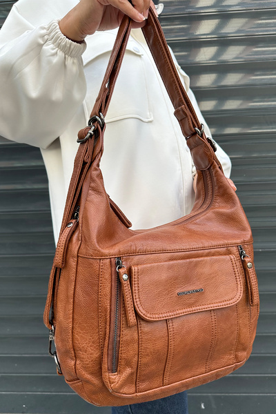 Just Polo Original Women's Washable Leather Backpack and Shoulder Bag
