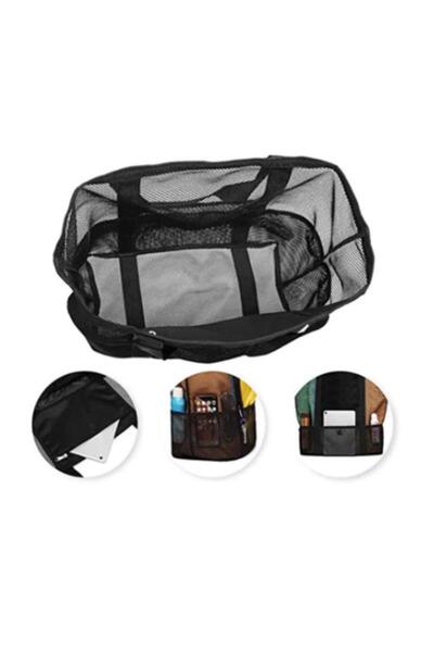 Choice حقيبة شاطئ شبكية سوداء كبيرة السعة، للسفر والسباحة واللياقة البدنية وا...