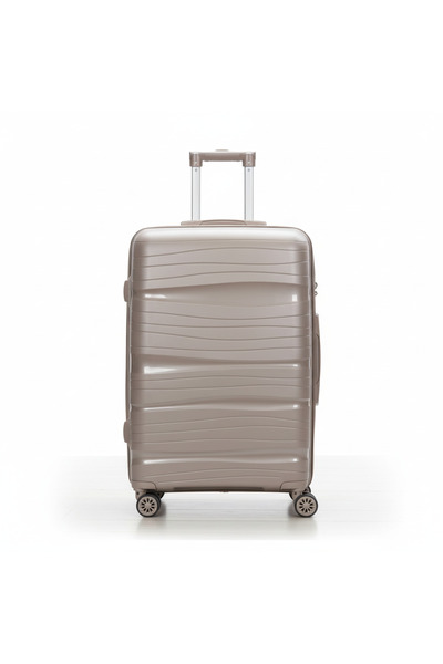 Laguna Büyük Boy Kırılmaz Silikon PP Valiz - Gold , Sessiz Teker , Çelik Meka...