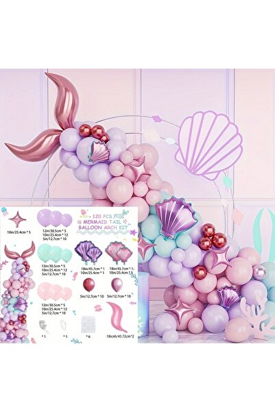 Choice مجموعة أخرى من 120 قطعة من أكاليل البالونات الوردية على شكل حورية البح...