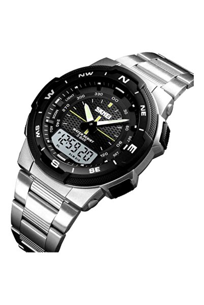 Skmei Stainless Steel Digital Wrist Watch 1370 - 47 mm - Silver