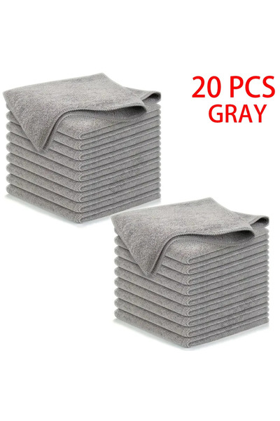 Choice 20 pcs Gray 5/10/20pcs Kitchen Towel, Ultra-fine Fiber Light Gray Cleaning Cloth Set, Absorbent, Sof