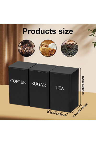 Choice B برطمان تخزين حبوب البن الأسود حاوية معدنية للقهوة والشاي والسكر تخزي...