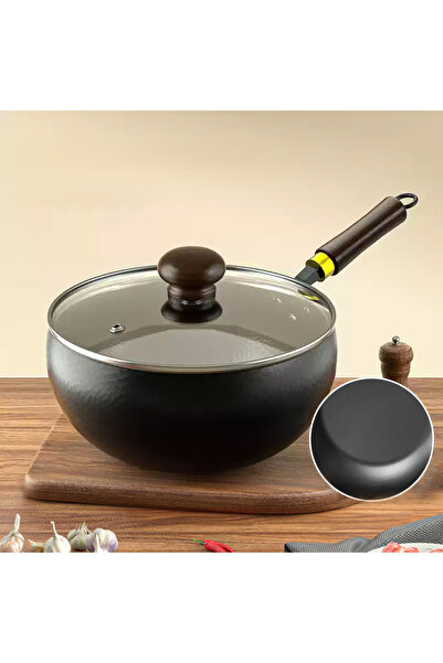 Choice غطاء زجاجي لامع حديد نقي غير مطلي قدر كبير يدوي الصنع مقلاة غير لاصقة ...