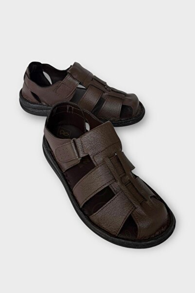 Liger Men's Inside and Outside Genuine Leather Orthopedic Summer Flexible and Very Light Casual Shoes Sandals Brown