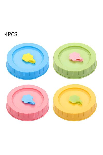 Choice 4PCS 1/4Pcs Cute Universal Mason Jar Lids With Straw Hole 70mm Diameter Storage Wide Mouth Leak Proo