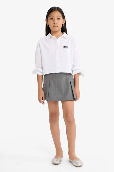 DeFacto Girl's Poplin Shorts Skirt with Elastic Waist F2637A825Au