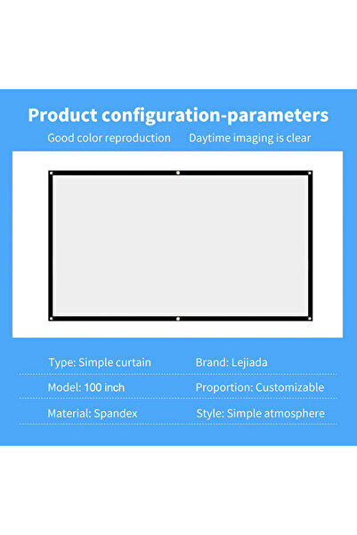 APWIKOGER 100 inch 16:9 Ratio Hight-density Portable Projection Screen 1080P 3d 4K HD Projector Movie 60 72 84