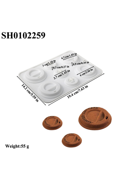 Choice SH0102259 قالب كعكة موس الشوكولاتة السيليكوني على شكل فنجان قهوة بتصمي...