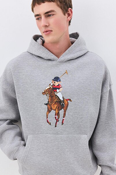 Trendiz Unisex Teddy Horse Sweatshirt Gray Melange