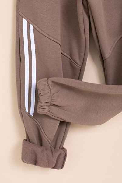 Cansın Mini Αγορικό παντελόνι με λεπτομέρεια σε καφέ χρώμα με ελαστική μέση 21455