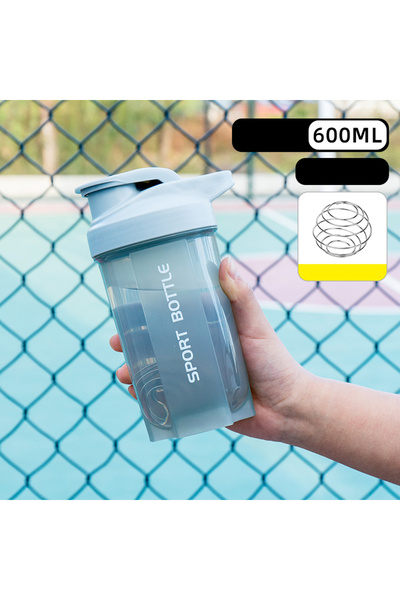 Choice 600 مل زجاجة رمادية محمولة لخلط مسحوق البروتين زجاجة مياه مانعة للتسرب...