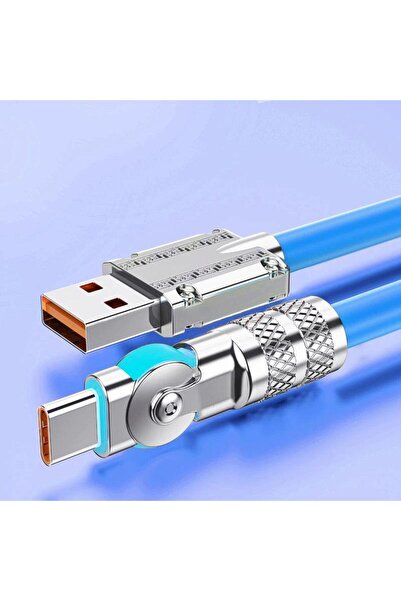 Choice 1.5 متر أزرق NNBILI 120 واط 6 أمبير USB نوع C 180 درجة كابل شحن سريع ل...