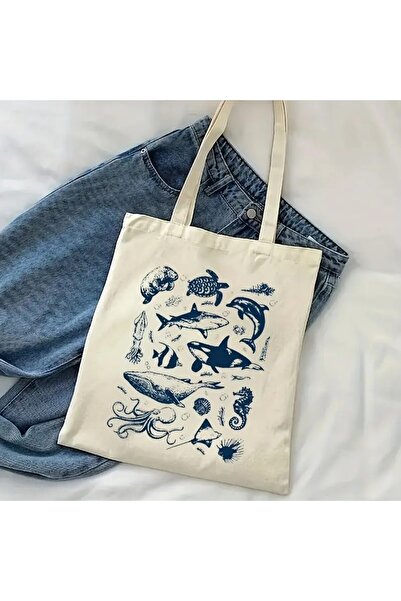 l'eivor Sea Creatures Printed Women's Organic Cotton Hambez Bag