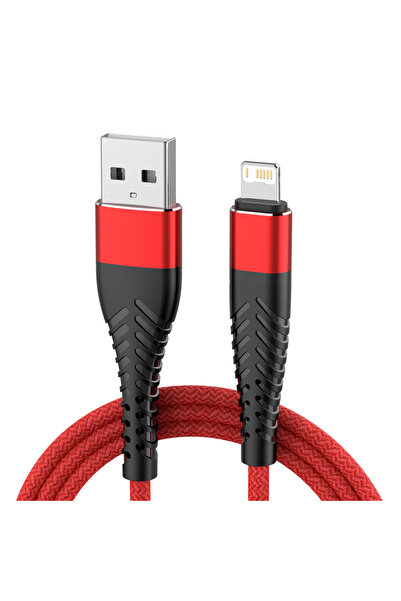 Choice كابل USB أحمر 3A سريع الشحن بطول 3 أمتار لأجهزة iPhone 14 و13 و12 و11 ...