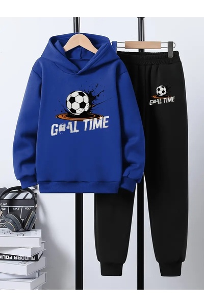 Cevval Детски комплект с качулка и спортен екип с принт, 3-слоен шерпа за есен/зима