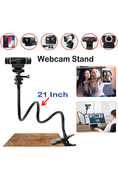 Choice حامل كاميرا مرن أسود اللون، يُثبّت على المكتب، مزود بمشبك تثبيت، وحامل...