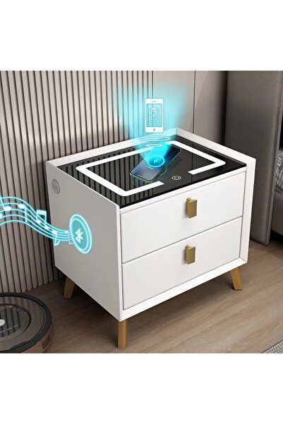 Sheinhome Smart bedside table, wireless charging, Bluetooth speaker, USB port, three-color light