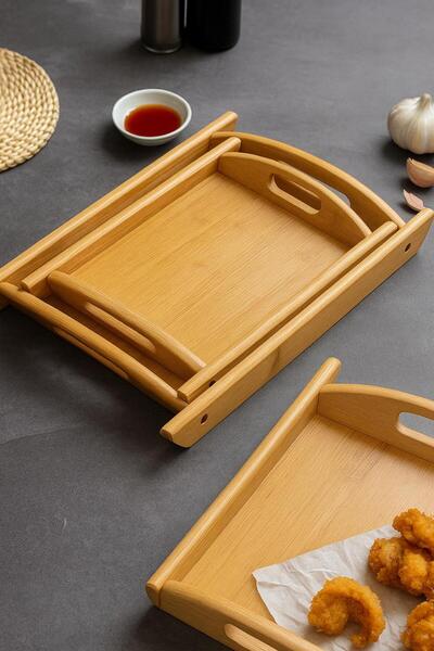 Bin Shihon 3-piece wooden serving tray set