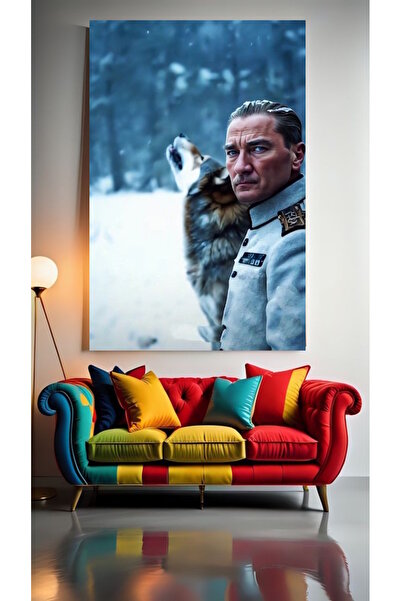 özkacar ATATURK ASİ KURTLA I Tablou pe pânză pentru decorarea casei, perete, ...