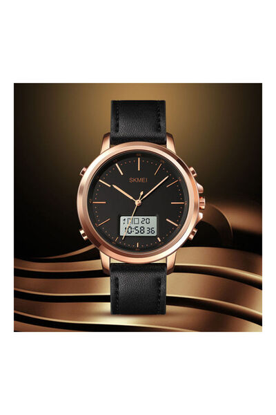 Skmei ساعة رقمية تناظرية للرجال - 46 مم - أسود