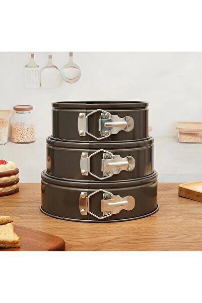 MOSTAFA مجموعة قوالب كيك الومنيوم دائرية بقاعدة متحركة, 3 قطع, 24cm,26cm,28cm