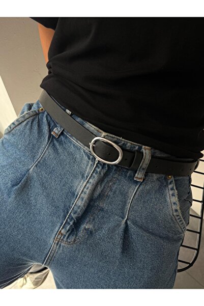 LİA KEMER حزام بإبزيم فضي بيضاوي