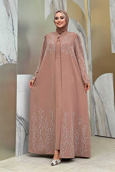 Bym Fashion Stone Detailed Vest Set Dress Set 3929 Mink