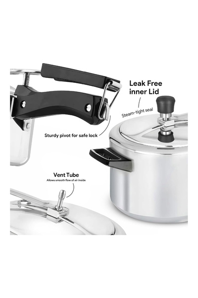 Bisbell Aluminium Inner Lid Pressure Cooker Induction Base,5ltr,Durable and Fast Heat Distribution,BB2000