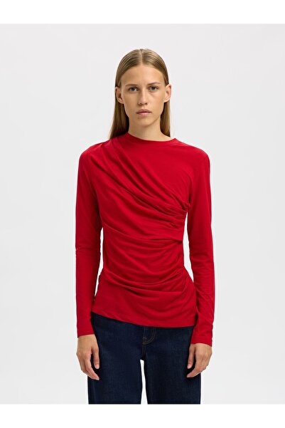 Selected Femme Oberteil mit langen Ärmeln Drapiertes