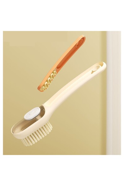 Flippy Perie multifuncțională 2 în 1 (piele întoarsă/densă), rezervor de lichid, mâner lung, 20,1 × 4,3 × 5 cm, Ora