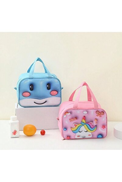 Flippy Insulated Lunch Bag with 3D Cartoon, Whale Model, Blue, 27.5x18x20 cm