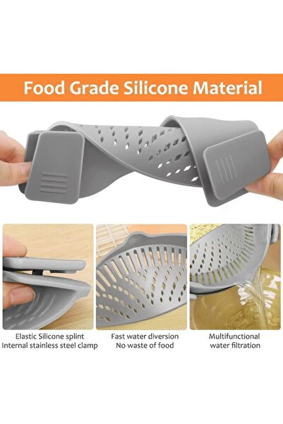 Flippy Σούρωμα πιάτων, Flippy, Σιλικόνης, Ανθεκτικό σε Υψηλές Θερμοκρασίες, Universal, Ζυμαρικά, 23x12.5x6.7 cm, Γκρι