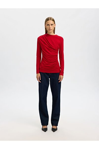 Selected Femme Oberteil mit langen Ärmeln Drapiertes