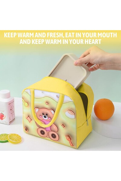 Flippy Cooler Bag with 3D Cartoon Designs, Portable for Kids, Yellow