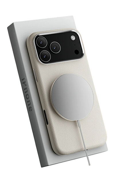 Fuchsia iPhone 17 Pro Max Wonder Deri Magsafe Kapak - Beyaz