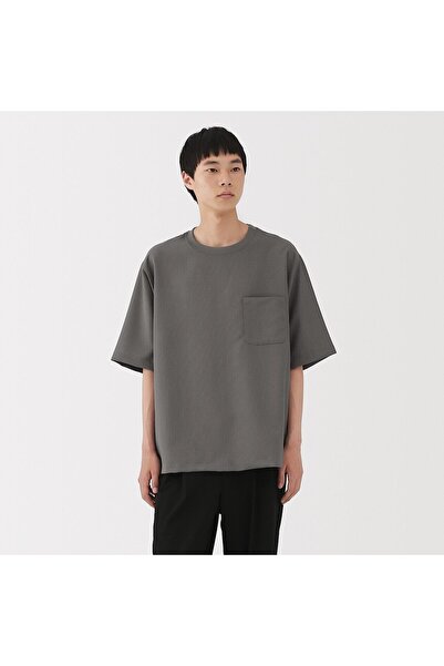 Muji تي شيرت قابل للتمدد ومسامي بكم نصف طويل