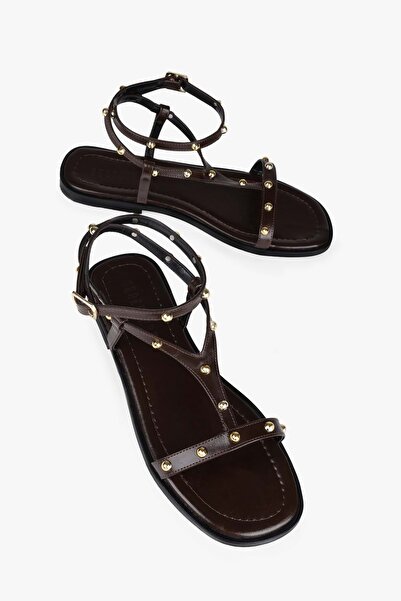 Shoeberry Women's Auren Brown Skin Trocley Sandals