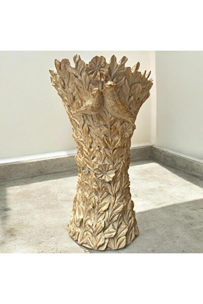 Peramari Decorative Polyester Bird Standing Vase Cream Antique 25 cm