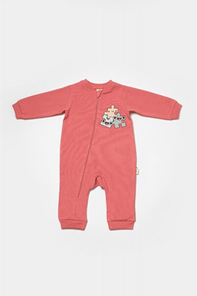 JollyMag Salopeta cu fermoar, Two thread, BabyCosy, 100% bumbac, Rose (Marime: 12-18 Luni)