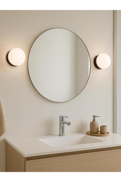 VENON 2 Pieces Globe Sconce E-27 Black White Globe Glass 15 cm Wall Lamp Living Room Corridor Bedroom Hotel