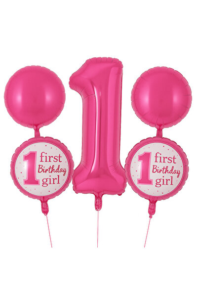 zola Set 5 baloane aniversare, " First birthday girl", diferite marimi, folie...