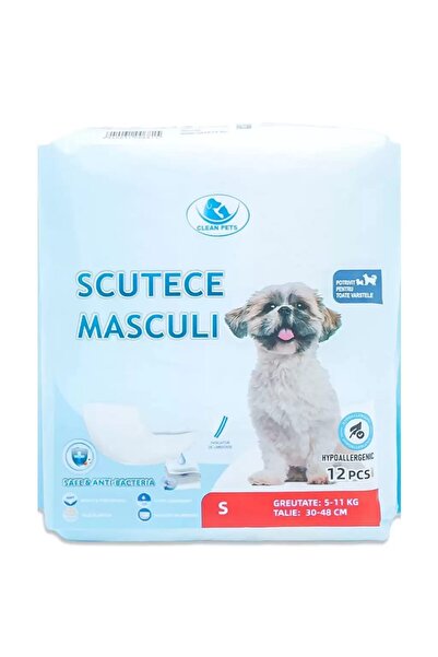 Clean Pets scutece pentru câini MASCULI de talie mică (S, 30-48 cm) 12 buc.