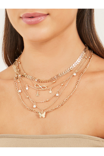 Styli مجموعة من 6 قلادات متنوعة على شكل فراشة