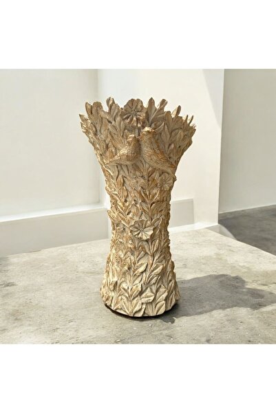 Peramari Decorative Polyester Bird Standing Vase Cream Antique 25 cm