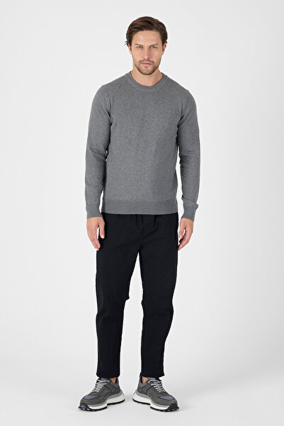 hateko Gray 100% Cotton Men's Crew Neck Knit Sweater